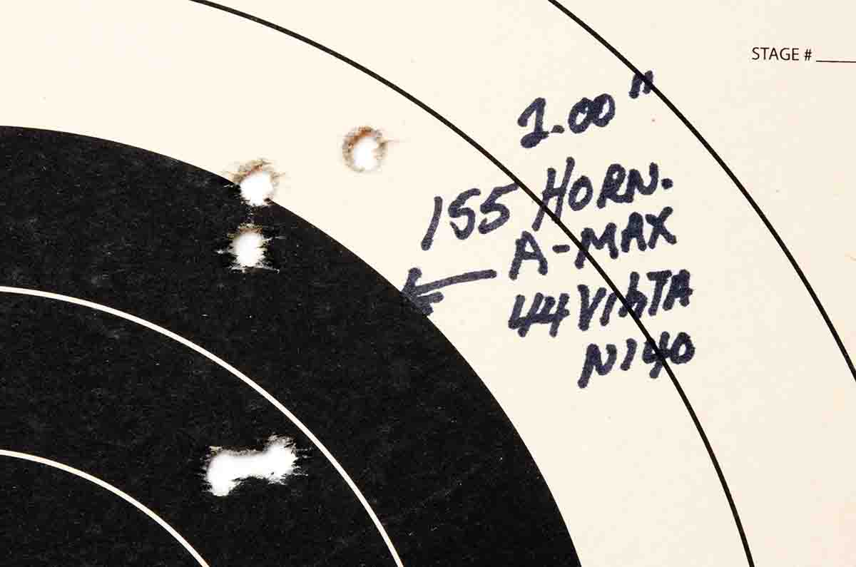 This group was the best one fired with 150- to 155-grain bullets.